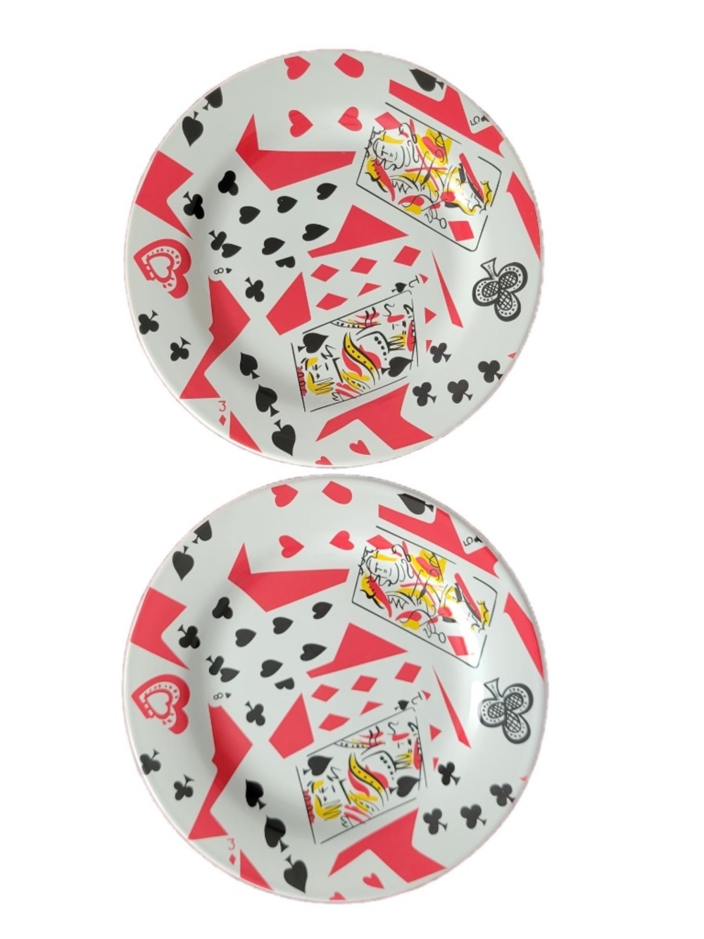 Playing Card Theme Ceramic Salad Desert Plates Hearts Clubs Spades Diamonds